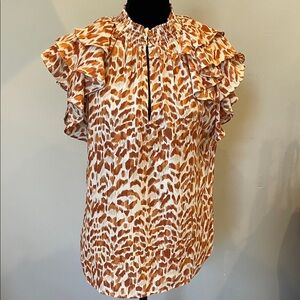 Women's Ruffled Animal Print Top small like new